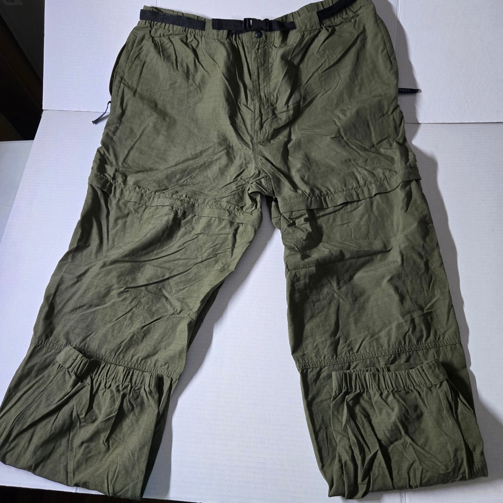 LLBean Mens Convertible Zip Off Cargo Hiking Pants Olive Green Size Large